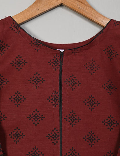 TS-163-Maroon - Cotton Printed Kurti