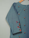 TS-198A-Grey - Cotton Embroidered Kurti