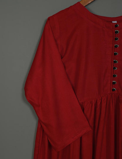 TS-164C-Red - Linen Frock