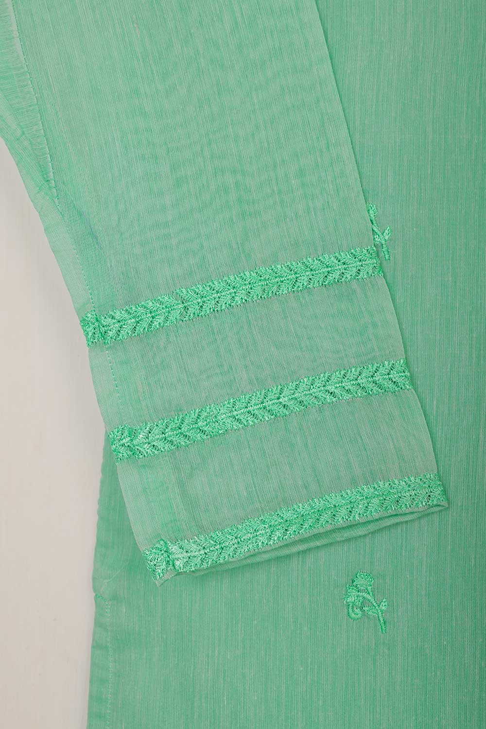 STP-045A-SeaGreen - 2PC PAPER COTTON EMBROIDERED STITCHED