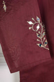 TS-147A-Maroon - Paper Cotton Embroidered Kurti