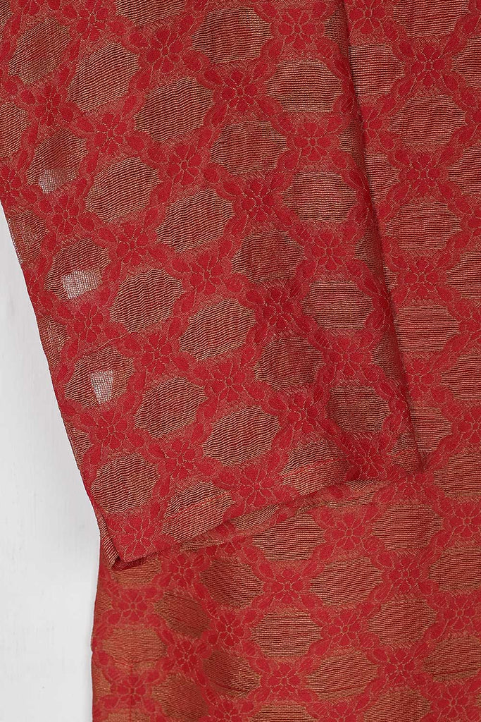 STP-086B-Red - 2Pc Stitched Broshia Jacquard Shirt With Malai Trouser
