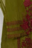 STP-071A-Moss - 2Pc Organza Embroidered With Malai Trouser