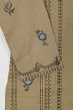 TS-227A-Khaki - Cotton Embroidered Stitched Kurti