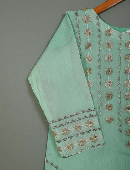 Paper Cotton Embroidered Stitched Kurti - Gracious (TS-101-Aqua Green)