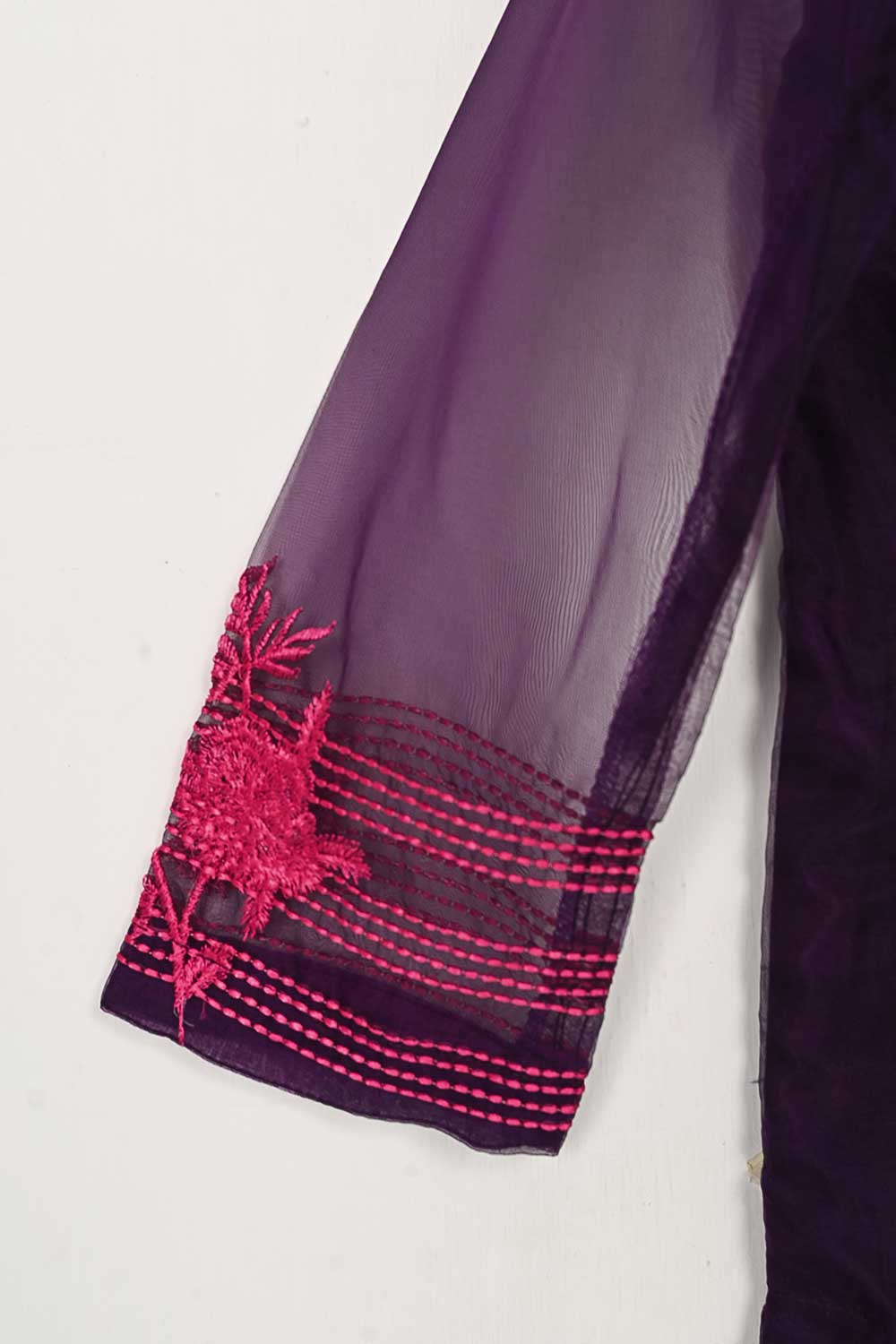 STP-071C-Purple - 2Pc Organza Embroidered With Malai Trouser