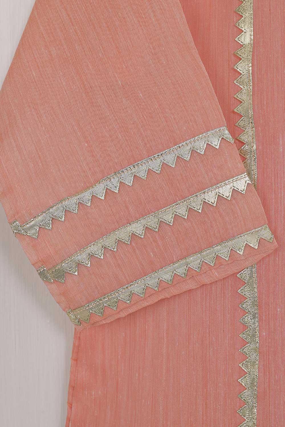 Paper Cotton Gotta Work Stitched Kurti - Bloodstone (T20-044C-Pink)