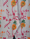 CT-19-White - Splashy Mix  - Phulkari Cotton Embroidered Trouser
