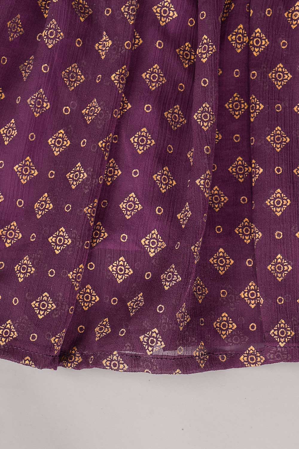 TKF-10-Purple -  Kids 2Pc Chiffon Frock With Malai Trouser