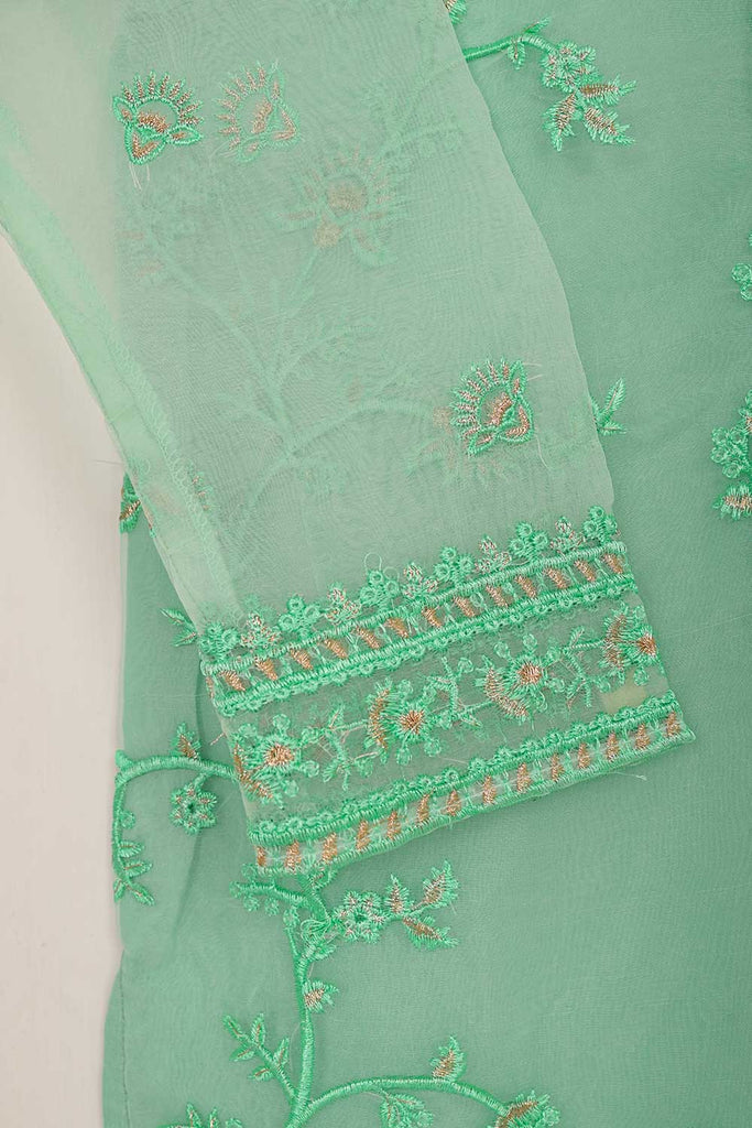 STP-043A-SeaGreen - 2Pc Organza Embroidered With Malai Trouser