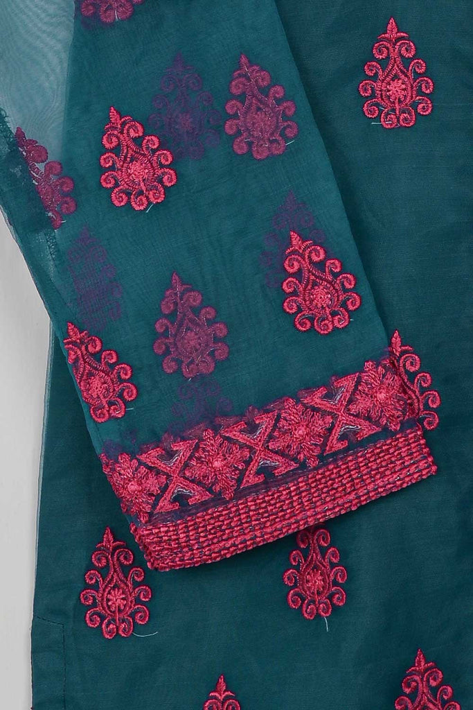 STP-073A-Turquoise - 2Pc Organza Embroidered With Malai Trouser