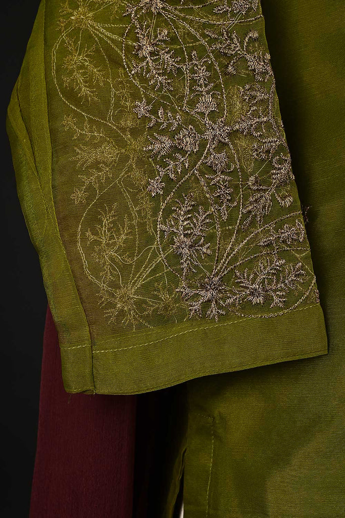 RTW-91-Moss - 3Pc Stitched Embroidered Organza Dress