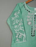 Semi Formal Paper Cotton Fabric Embroidered Stitched Kurti - Poetic Aura (T20-039B-IceGreen)