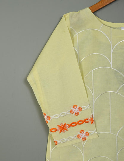 Cotton Embroidered Stitched Kurti - Semisonic (T20-030B-Yellow)