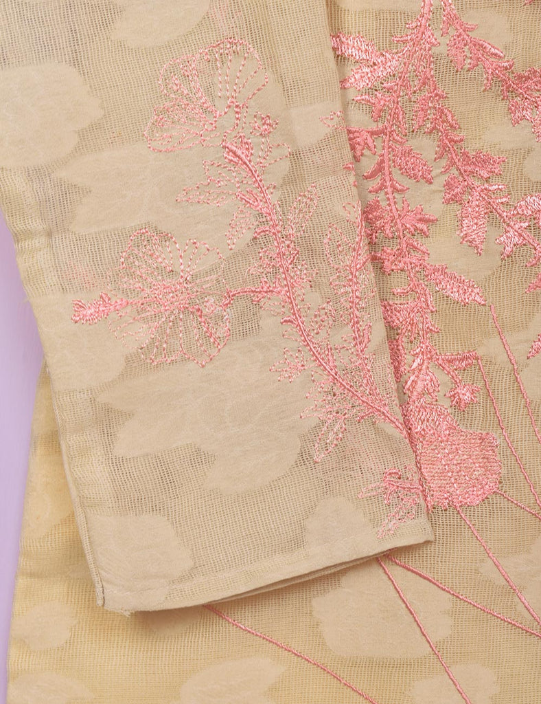 Semi Formal Jacquard Cotton Stitched Embroidered Kurti - (TS-087A-Skin)