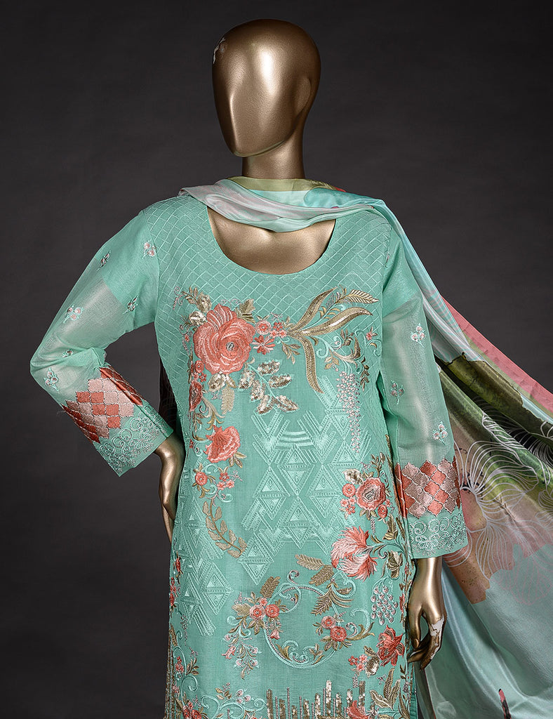 3 Pc Khaddi Lawn Unstitched Embroidered Dress (TP-24)