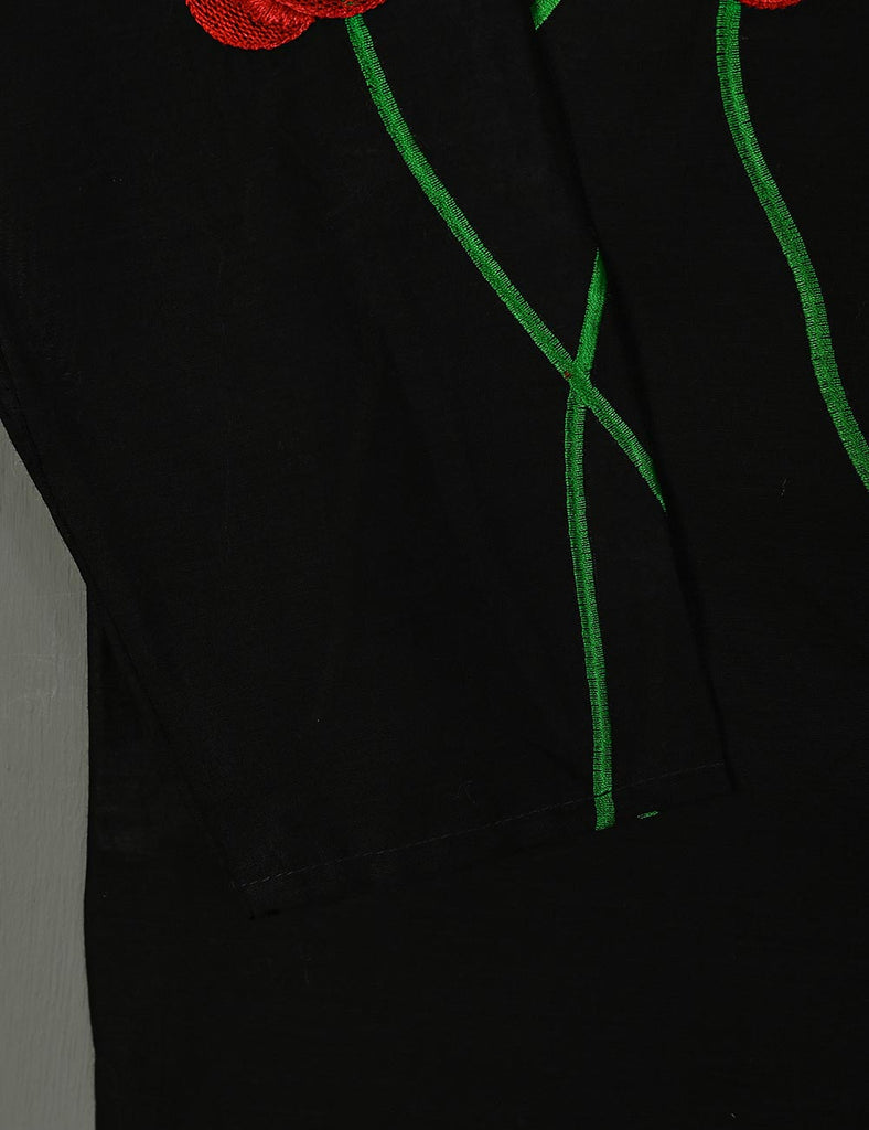 TS-176-Black -  Cotton Embroidered Kurti