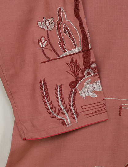 Midnight Lake (T20-060E-Blush) - Cotton Embroidered Stitched Kurti
