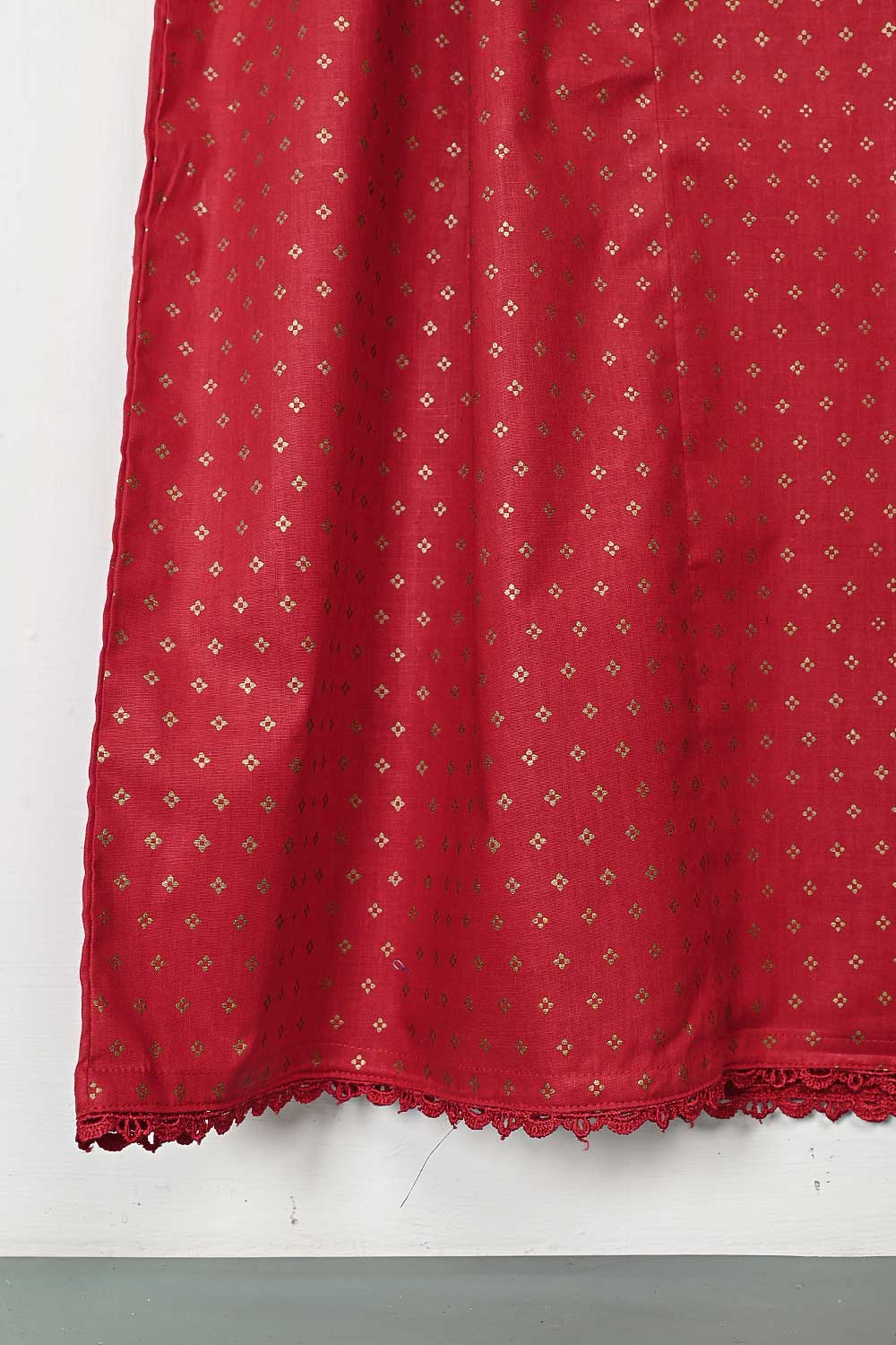 STP-106A-Red - 2PC COTTON STITCHED FROCK