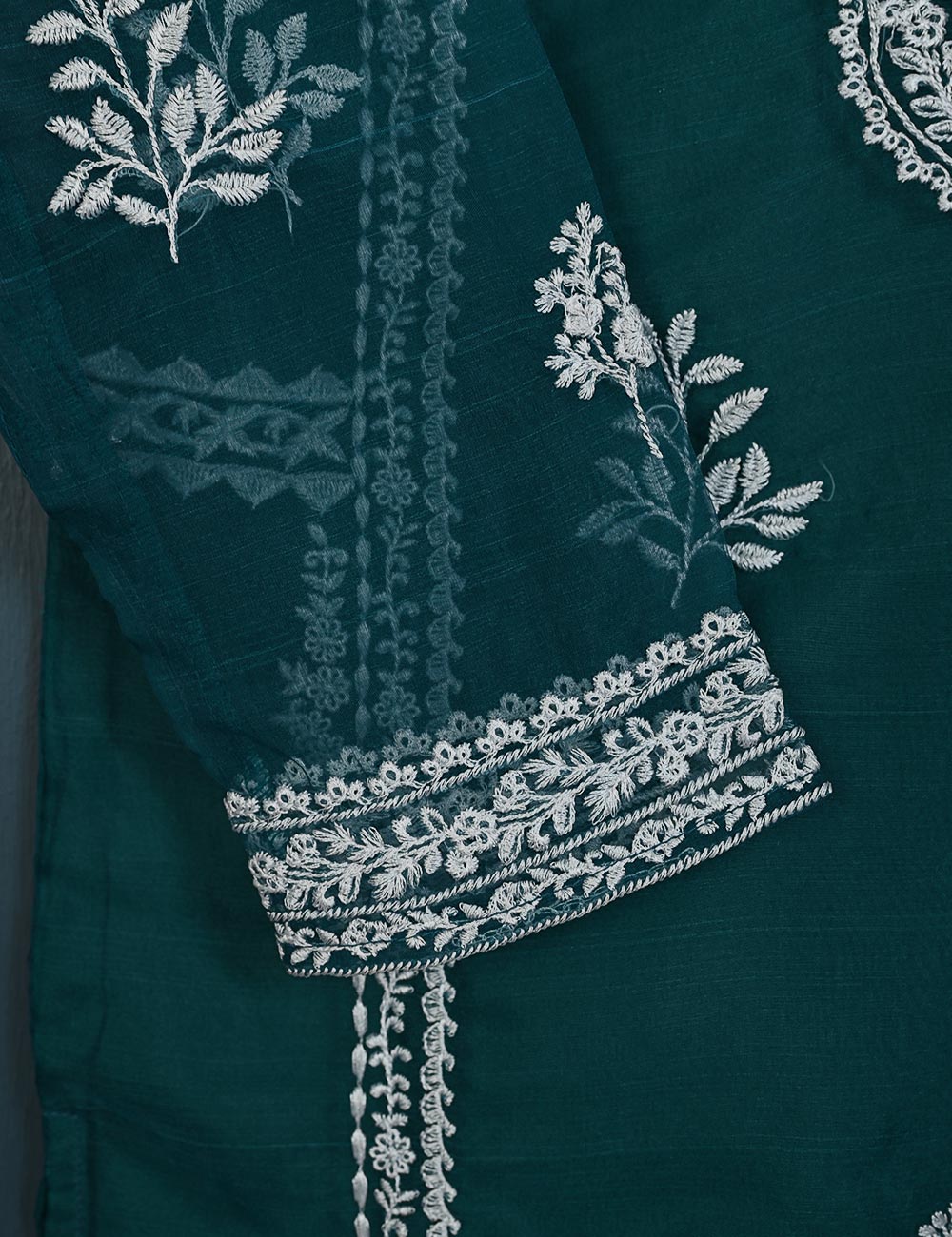 TS-142-Turquoise - Insignia - Organza Embroidered Kurti