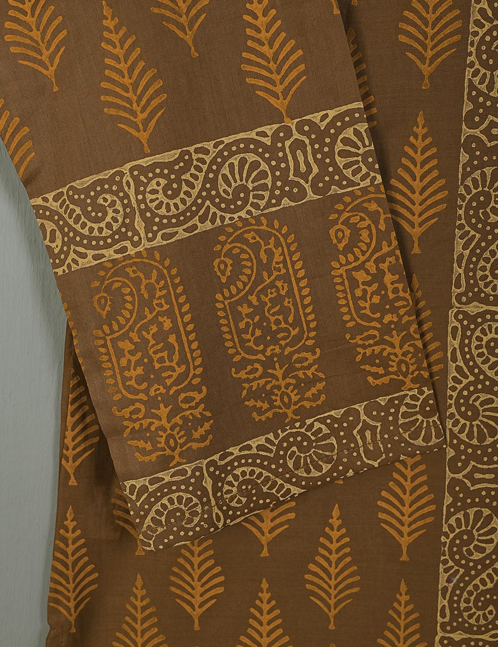 TS-140A-Brown - Cotton Block Printed Stitched