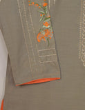 Cotton Embroidered Stitched Kurti - Tropical Hibiscus (T20-017D-Khaki)