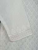 TS-155-White - Dove - Paper Cotton Embroidered  Kurti