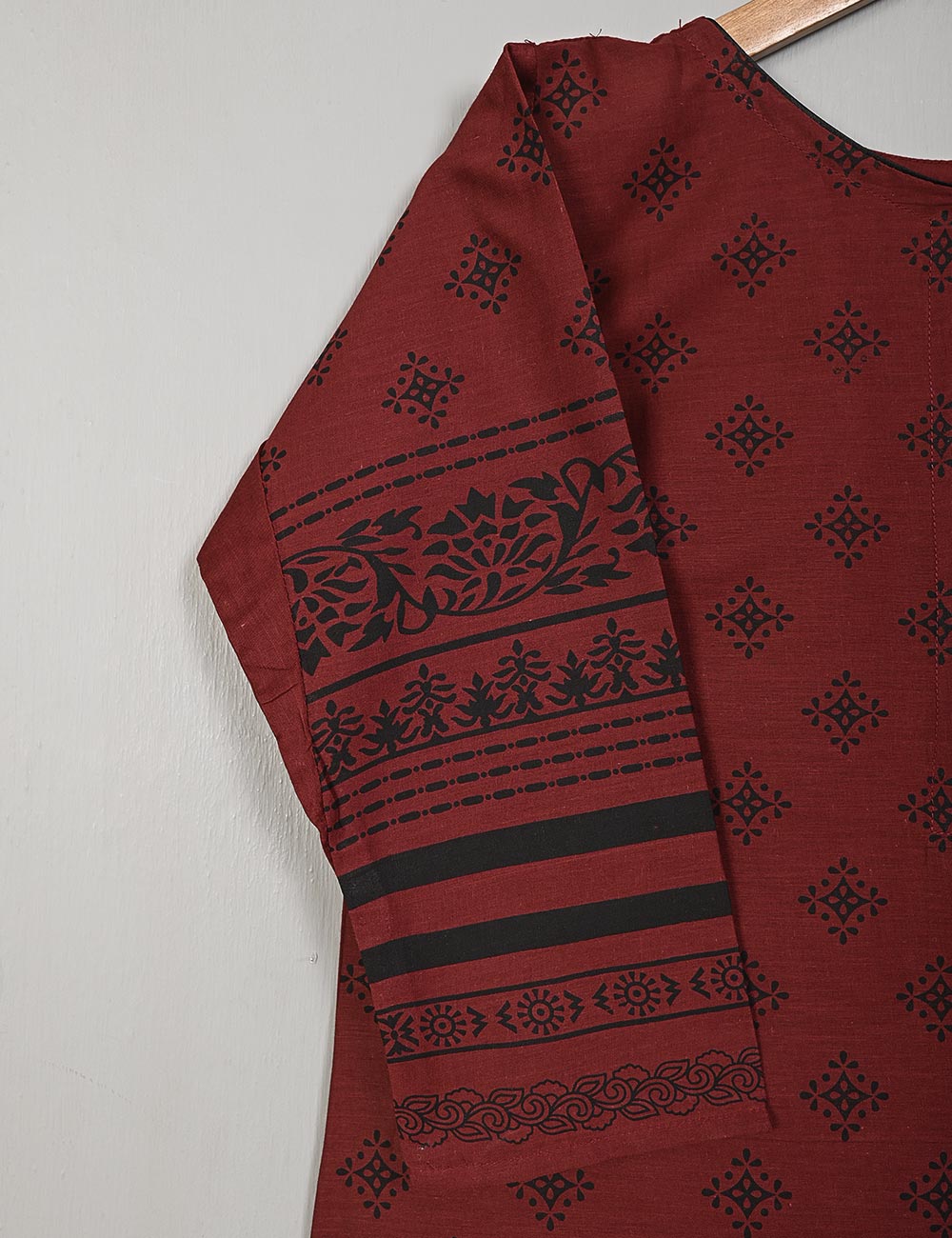 TS-163-Maroon - Cotton Printed Kurti