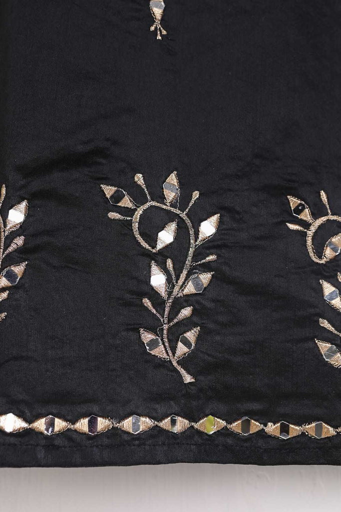 TS-147B-Black - Paper Cotton Embroidered Kurti