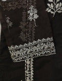 TS-142A-DarkBrown - Organza Embroidered Stitched Kurti