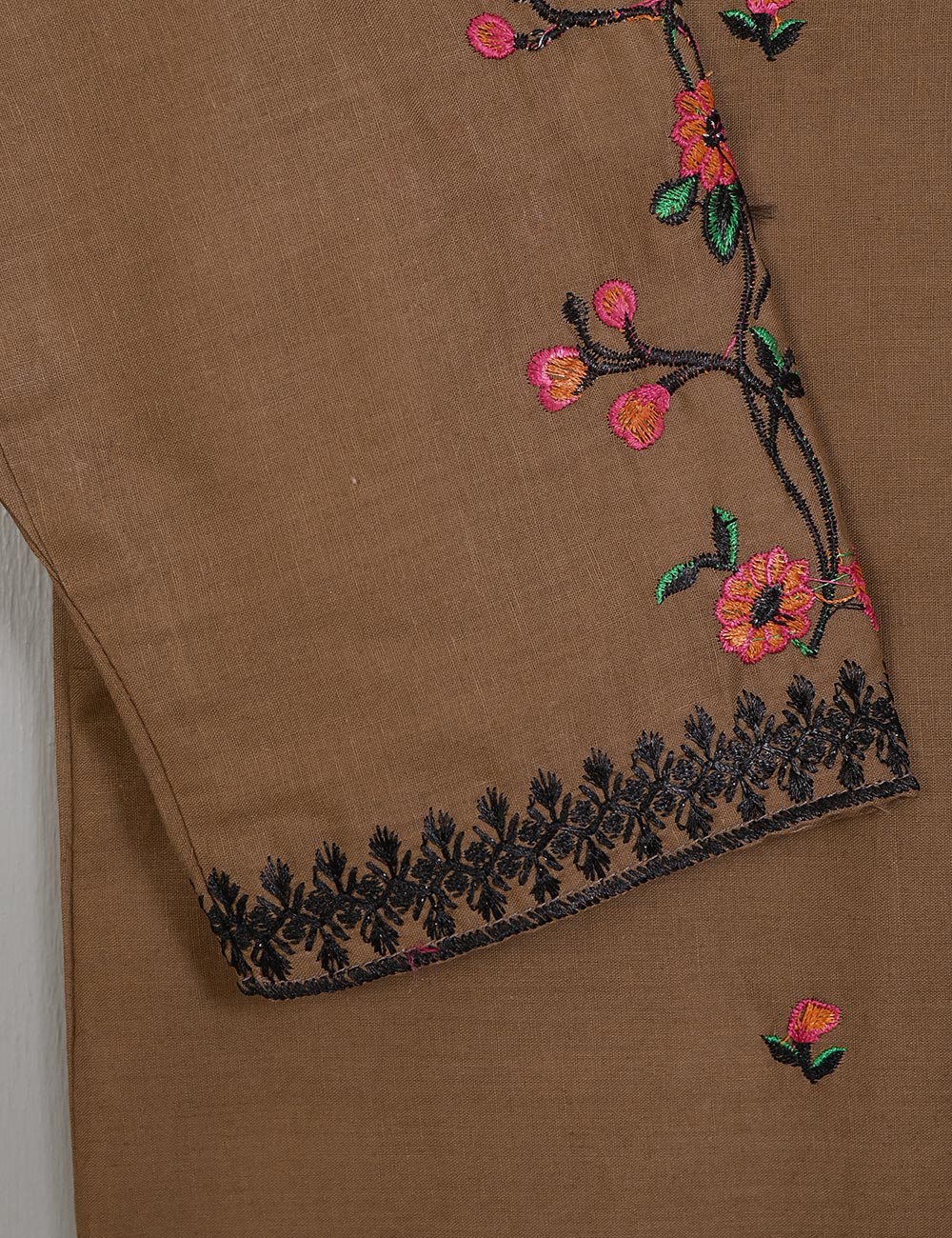 TS-198B-Brown - Cotton Embroidered Stitched Kurti