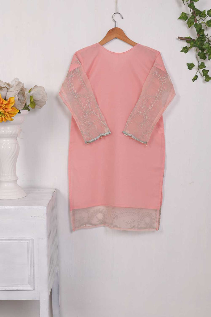 Organza Embroidered Stitched Kurti - Jasmine Creeper (T20-062D-Pink)