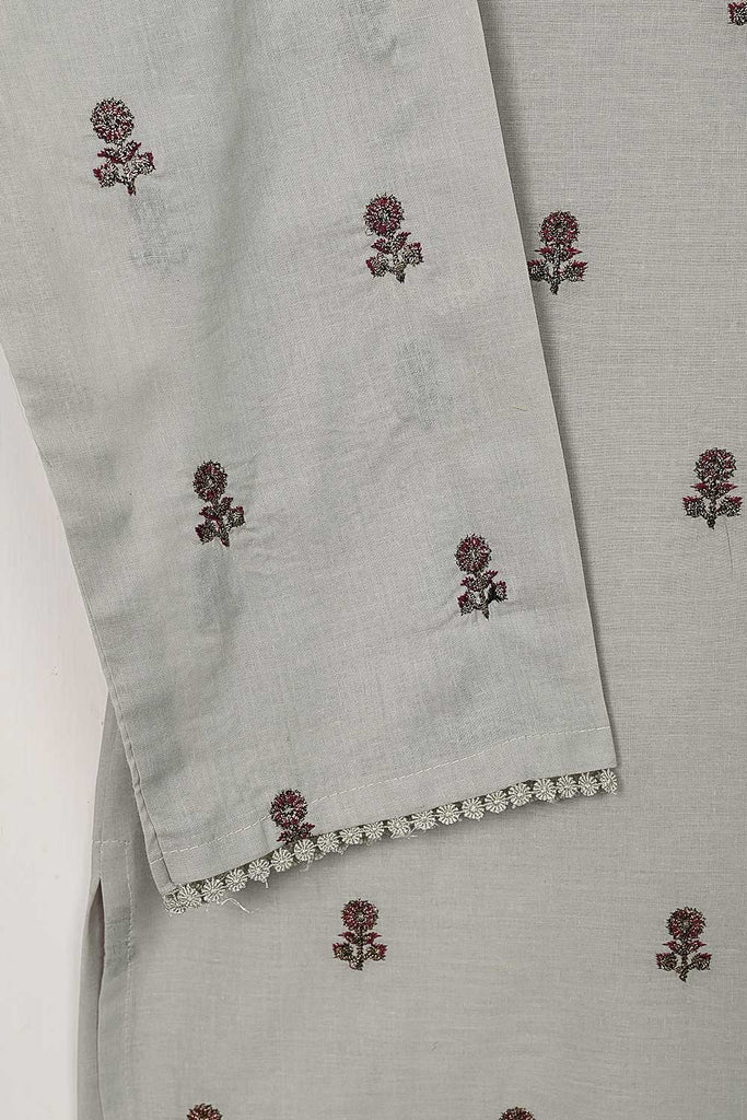 STP-118B-Grey - 2PC COTTON EMBROIDERED STITCHED
