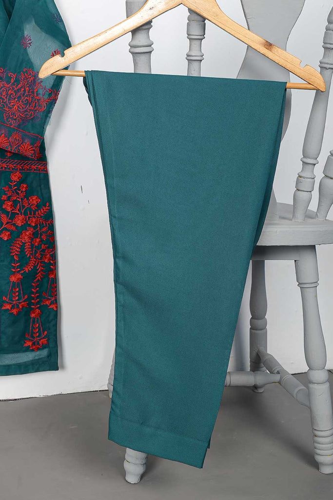 STP-083A-Turquoise - 2Pc Organza Embroidered With Malai Trouser