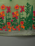 TS-117A-Green - Organza Embroidered Stitched Kurti