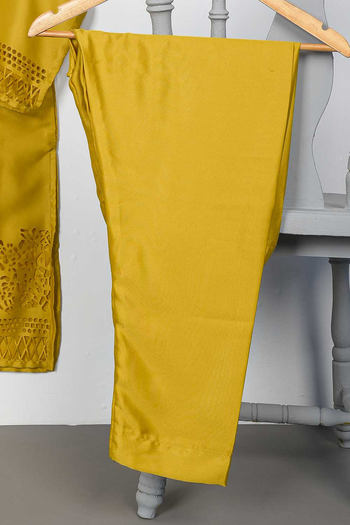 STP-074A-Yellow - 2Pc Silk Laser Cutwork With Silk Trouser