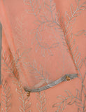 T20-062F-Peach - JASMINE CREEPER - Organza Embroidered Stitched Kurti