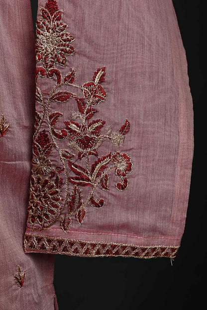 RTW-72-Pink -  3Pc Stitched Embroidered Paper Cotton Dress