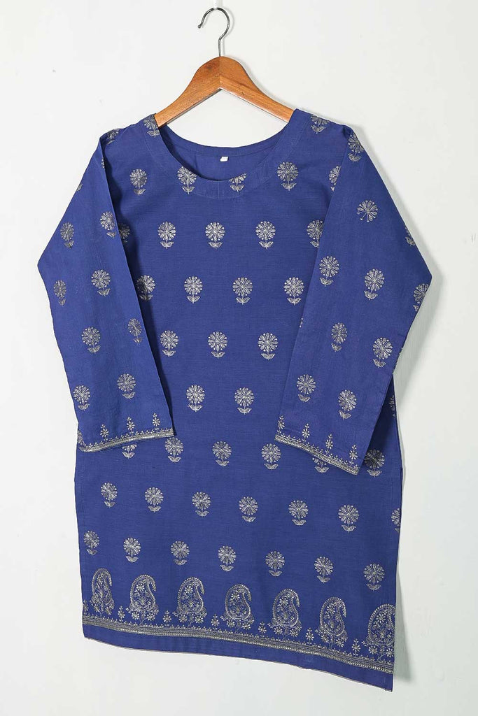 TS-230B-Blue - Cotton Embroidered Kurti