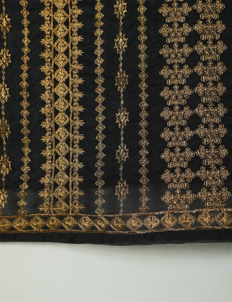 TS-197A-Black - Organza Embroidered Kurti