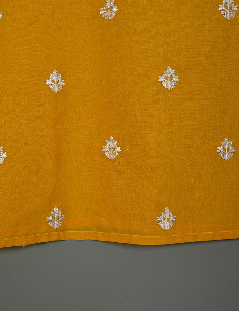TS-180-Yellow - Cotton Embroidered Kurti