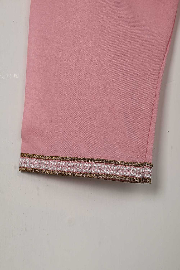TKF-31-Pink - Kids 3Pc Paper Cotton Dress With Malai Trouser