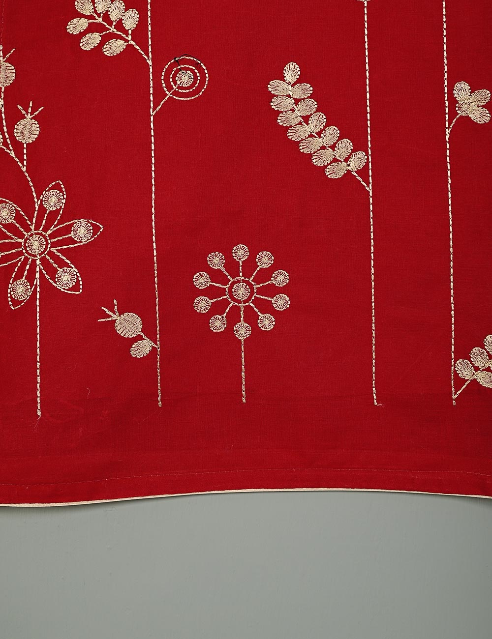 T20-058E-Red - Cotton Embroidered Kurti