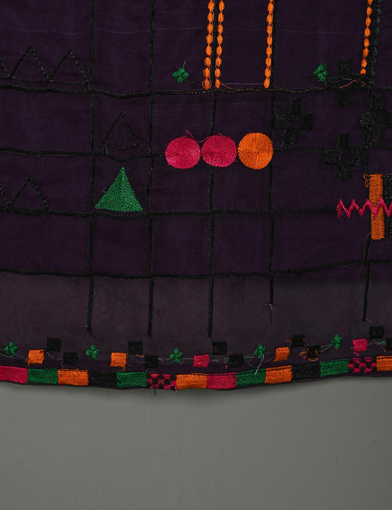 TS-173-Purple - Organza Embroidered Kurti