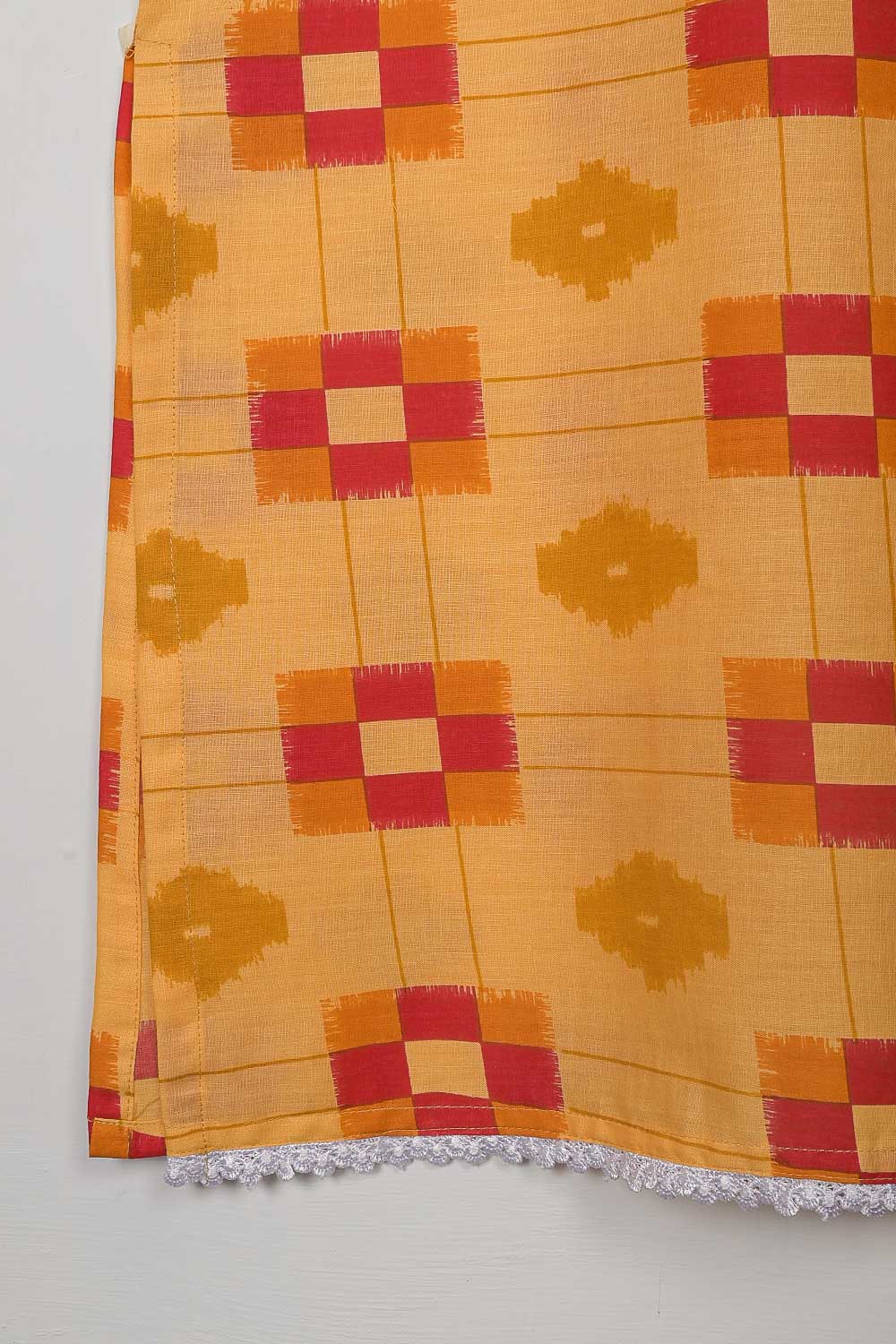 STP-077A-Mustard - 2PC COTTON PRINTED STITCHED