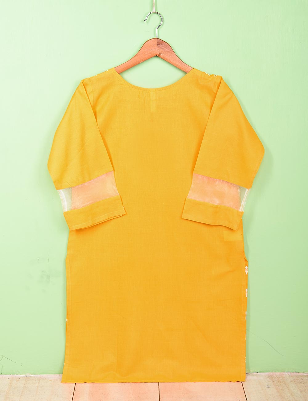 Cotton Printed Stitched Kurti - (TS-081C-Yellow)