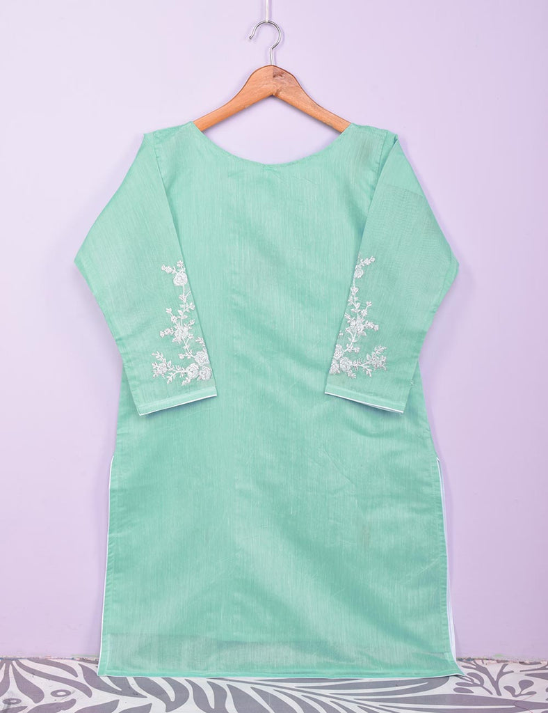 Paper Cotton Embroidered Stitched Kurti With Mirror Work - Reflection (TS-062B-AquaGreen)