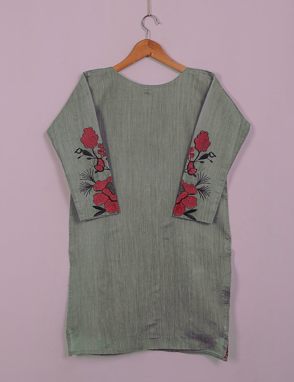 TS-071D-Grey - Falak - Paper Cotton Embroidered Stitched Kurti