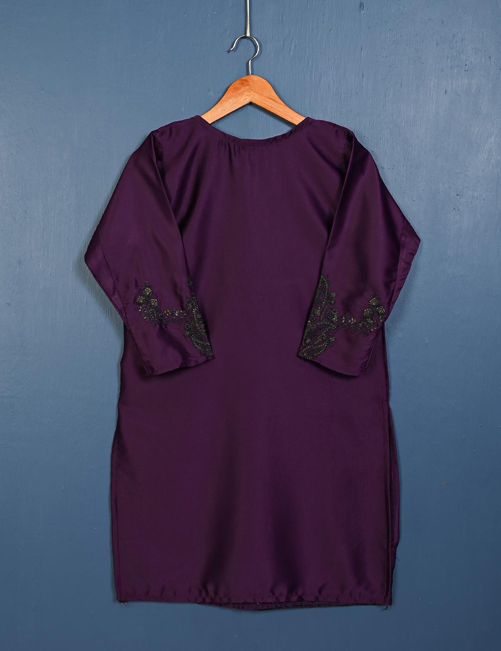 TS-151-Purple - Dwarf Iris - Slik Embroidered Kurti