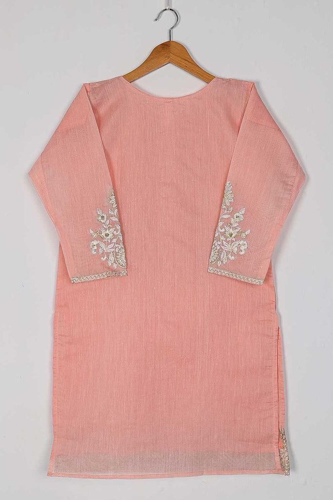 T20-040E-Pink - Equinox - Semi Formal Paper Cotton Embroidered Kurti